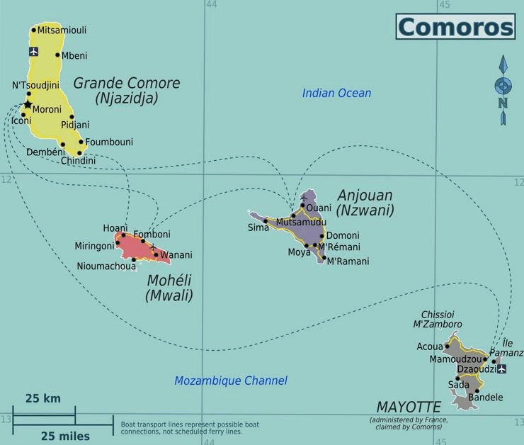Comoros political map